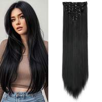 Extension de cheveux synthétiques à clip pour femmes, ensemble de 7 pièces, cheveux longs et raides naturels, multi-tailles, accessoires pour cheveux 1
